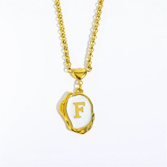 Stainless Steel And Titanium Steel Letters Numbers Text Dripping Oil Stereo Electroplated Necklace Ochain