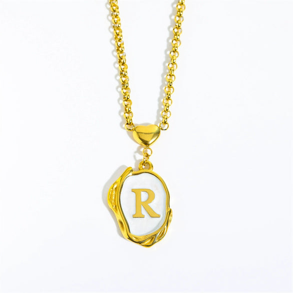 Stainless Steel And Titanium Steel Letters Numbers Text Dripping Oil Stereo Electroplated Necklace Ochain