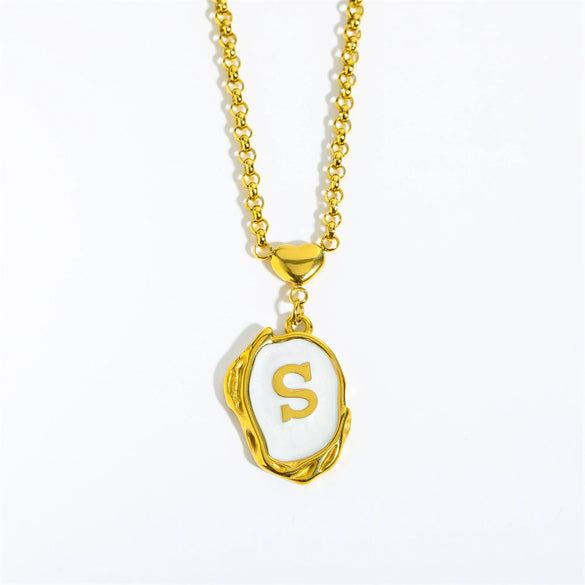 Stainless Steel And Titanium Steel Letters Numbers Text Dripping Oil Stereo Electroplated Necklace Ochain