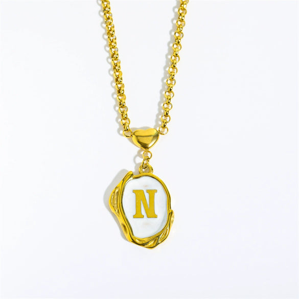Stainless Steel And Titanium Steel Letters Numbers Text Dripping Oil Stereo Electroplated Necklace Ochain