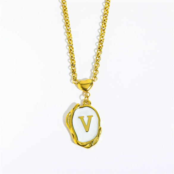 Stainless Steel And Titanium Steel Letters Numbers Text Dripping Oil Stereo Electroplated Necklace Ochain