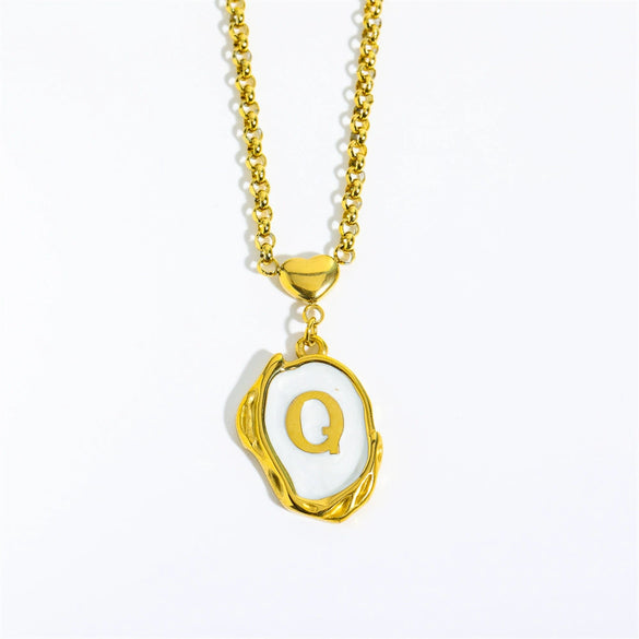 Stainless Steel And Titanium Steel Letters Numbers Text Dripping Oil Stereo Electroplated Necklace Ochain