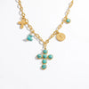 Stainless Steel And Titanium Steel Light Luxury O Chain Necklace With 18K Gold Cross And Pearl Electroplated