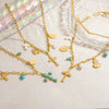 Stainless Steel And Titanium Steel Light Luxury O Chain Necklace With 18K Gold Cross And Pearl Electroplated