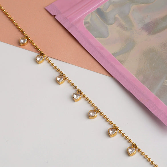 Stainless Steel And Titanium Steel Love Beaded Necklace With Electroplating For Women
