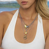 Stainless Steel And Titanium Steel Love Contrast Color Pendant Necklace With Geometric Pattern And Electroplating Treatment
