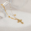 Stainless Steel And Titanium Steel Love Cross Pendant Necklace With U Shape Pattern Electroplated For Women Fashion Clavicle Chain