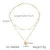 Stainless Steel And Titanium Steel Love Pendant Doublelayer Stacked Pearl Necklace For Women With Geometric Pattern And Electroplating