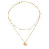 Stainless Steel And Titanium Steel Love Pendant Doublelayer Stacked Pearl Necklace For Women With Geometric Pattern And Electroplating