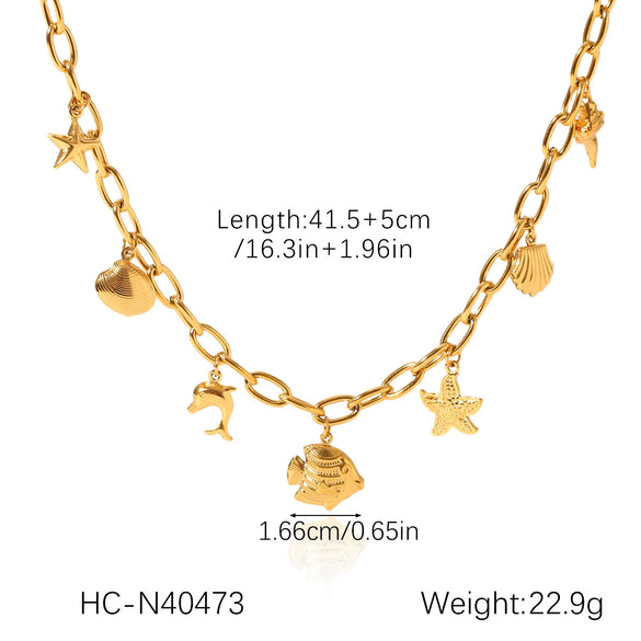 Stainless Steel And Titanium Steel Marine Life Jewelry Earrings Necklaces And Bracelets With Electroplating