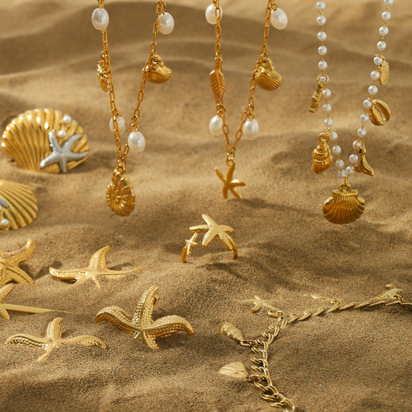 Stainless Steel And Titanium Steel Marine Life Jewelry Earrings Necklaces And Bracelets With Electroplating