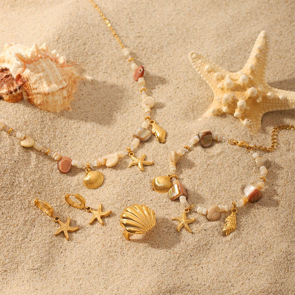 Stainless Steel And Titanium Steel Marine Life Jewelry Earrings Necklaces And Bracelets With Electroplating