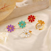 Stainless Steel And Titanium Steel Multicolor Oil Dripping Flower Jewelry Set With Electroplating For Women