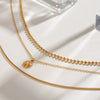 Stainless Steel And Titanium Steel Multilayer Bead Chain With Diamond Stacked Geometric Necklace Electroplated Light Luxury Women's Jewelry