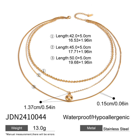 Stainless Steel And Titanium Steel Multilayer Bead Chain With Diamond Stacked Geometric Necklace Electroplated Light Luxury Women's Jewelry
