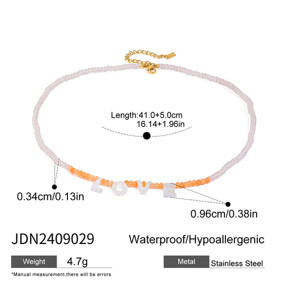 Stainless Steel And Titanium Steel Natural Geometric Style Bead Necklace With Electroplating