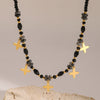 Stainless Steel And Titanium Steel Natural Stone Crystal Pendant Necklace With Electroplating For Women