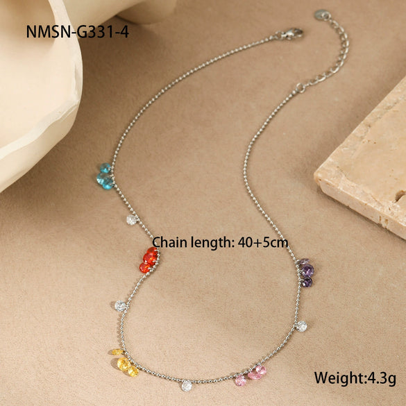 Stainless Steel And Titanium Steel Necklace And Bracelet With Heart Water Drop Bell Pattern Electroplated Fashion Style