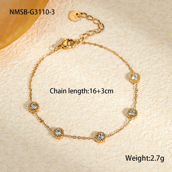 Stainless Steel And Titanium Steel Necklace And Bracelet With Heart Water Drop Bell Pattern Electroplated Fashion Style