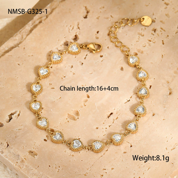 Stainless Steel And Titanium Steel Necklace And Bracelet With Heart Water Drop Bell Pattern Electroplated Fashion Style