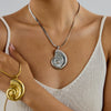 Stainless Steel And Titanium Steel Necklace Light Luxury Niche Jewelry With Electroplating Conch Flat Snake Chain For Women