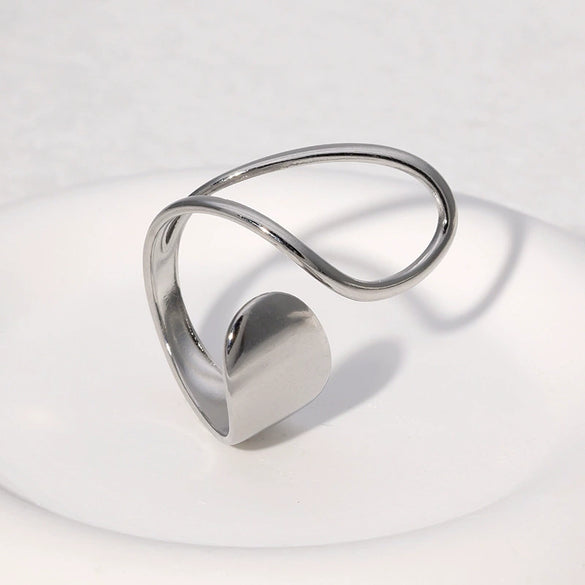 Stainless Steel And Titanium Steel Open Ring Jewelry Asymmetrical Electroplated For Women