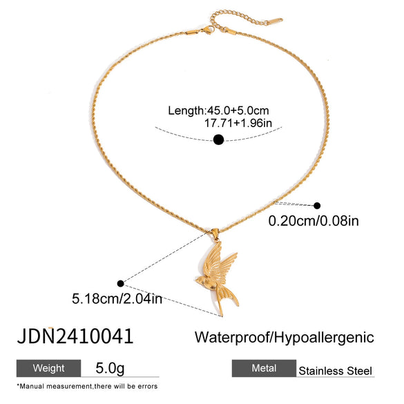 Stainless Steel And Titanium Steel Peace Pigeon Pendant Necklace Electroplating Design
