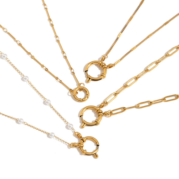 Stainless Steel And Titanium Steel Pearl Necklace Electroplated Light Luxury Niche Women's Jewelry