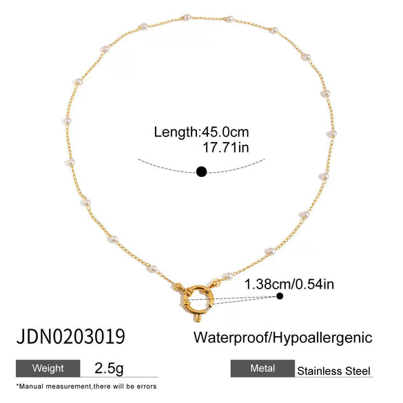 Stainless Steel And Titanium Steel Pearl Necklace Electroplated Light Luxury Niche Women's Jewelry