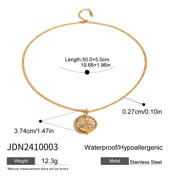 Stainless Steel And Titanium Steel Pearl With Diamond Pendant Necklace Geometric Style Electroplating Design For Women