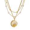 Stainless Steel And Titanium Steel Pearl With Diamond Pendant Necklace Geometric Style Electroplating Design For Women