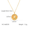Stainless Steel And Titanium Steel Pendant Necklace With Sun And Moon Geometric Pattern And Embossed Star Electroplated