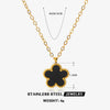 Stainless Steel And Titanium Steel Plant Flower Stud Earrings And Necklace Set For Women With Electroplating Treatment