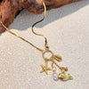 Stainless Steel And Titanium Steel Retro Minimalist Ushaped Necklace With Starfish Pearl Shell Tassel For Unisex