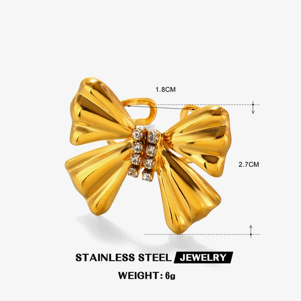 Stainless Steel And Titanium Steel Round Bow Jewelry Suit Electroplated For Women