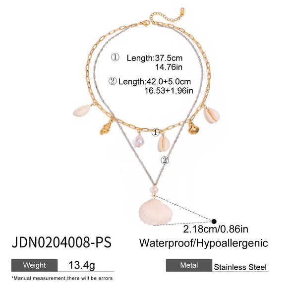 Stainless Steel And Titanium Steel Shell Necklace Electroplated Women's Niche Marine Resort Style