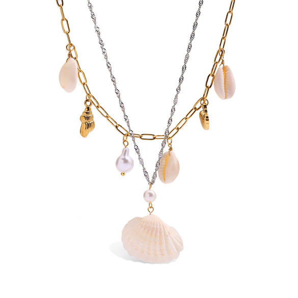 Stainless Steel And Titanium Steel Shell Necklace Electroplated Women's Niche Marine Resort Style