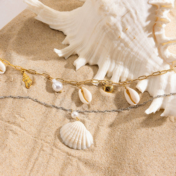 Stainless Steel And Titanium Steel Shell Necklace Electroplated Women's Niche Marine Resort Style