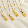 Stainless Steel And Titanium Steel Square Pendant Cross Chain Fashion Letters Numbers Text Electroplated Unisex Necklace