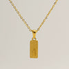 Stainless Steel And Titanium Steel Square Pendant Cross Chain Fashion Letters Numbers Text Electroplated Unisex Necklace