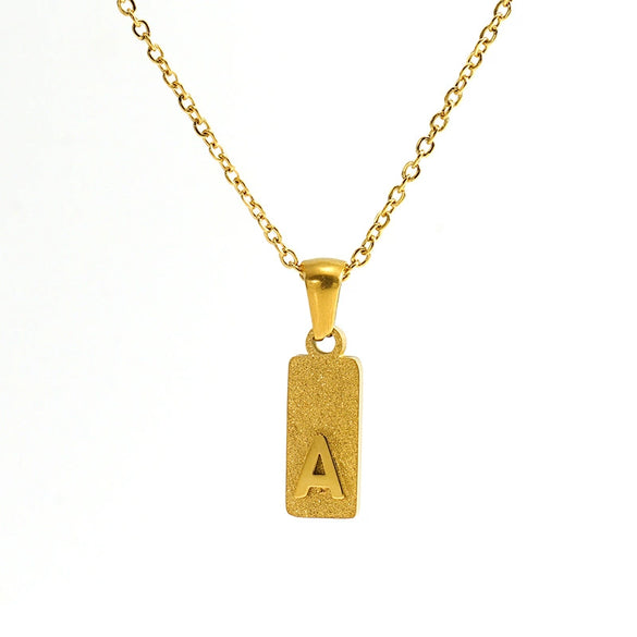 Stainless Steel And Titanium Steel Square Pendant Cross Chain Fashion Letters Numbers Text Electroplated Unisex Necklace