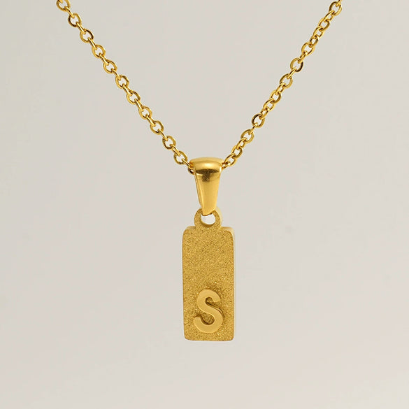 Stainless Steel And Titanium Steel Square Pendant Cross Chain Fashion Letters Numbers Text Electroplated Unisex Necklace
