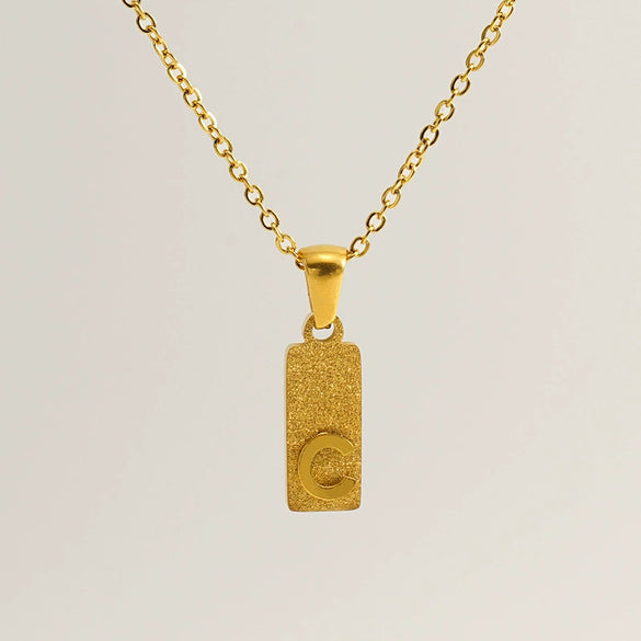 Stainless Steel And Titanium Steel Square Pendant Cross Chain Fashion Letters Numbers Text Electroplated Unisex Necklace