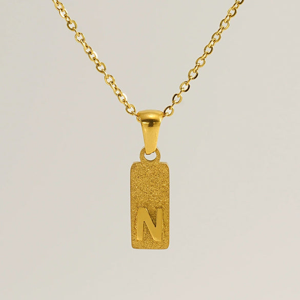 Stainless Steel And Titanium Steel Square Pendant Cross Chain Fashion Letters Numbers Text Electroplated Unisex Necklace