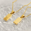 Stainless Steel And Titanium Steel Square Pendant Cross Chain Fashion Letters Numbers Text Electroplated Unisex Necklace