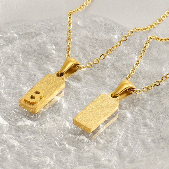 Stainless Steel And Titanium Steel Square Pendant Cross Chain Fashion Letters Numbers Text Electroplated Unisex Necklace
