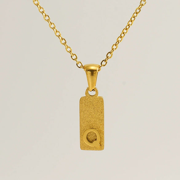 Stainless Steel And Titanium Steel Square Pendant Cross Chain Fashion Letters Numbers Text Electroplated Unisex Necklace