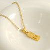 Stainless Steel And Titanium Steel Square Pendant Cross Chain Fashion Letters Numbers Text Electroplated Unisex Necklace