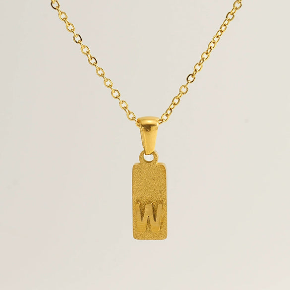 Stainless Steel And Titanium Steel Square Pendant Cross Chain Fashion Letters Numbers Text Electroplated Unisex Necklace