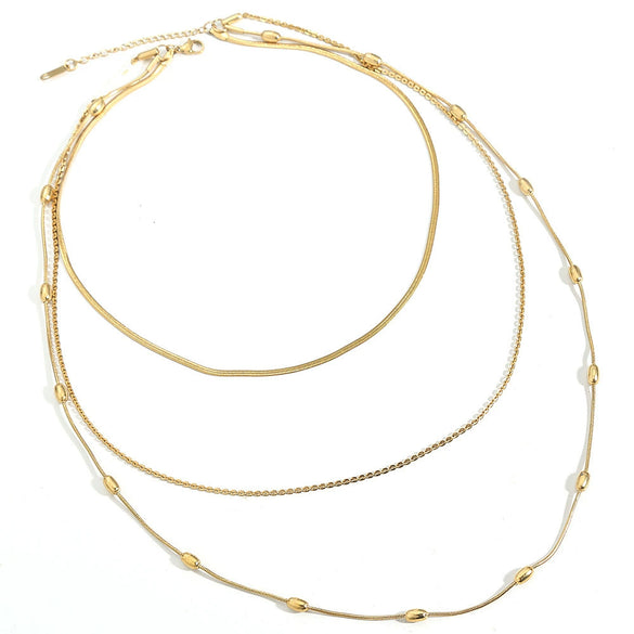 Stainless Steel And Titanium Steel Stacking Geometric Snake Bone Clavicle Chain For Women
